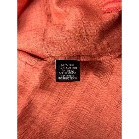 J Peterman Dress Small Womens Raw Silk Rug Woven Pink Orange Caftan Kaftan - Picture 8 of 8